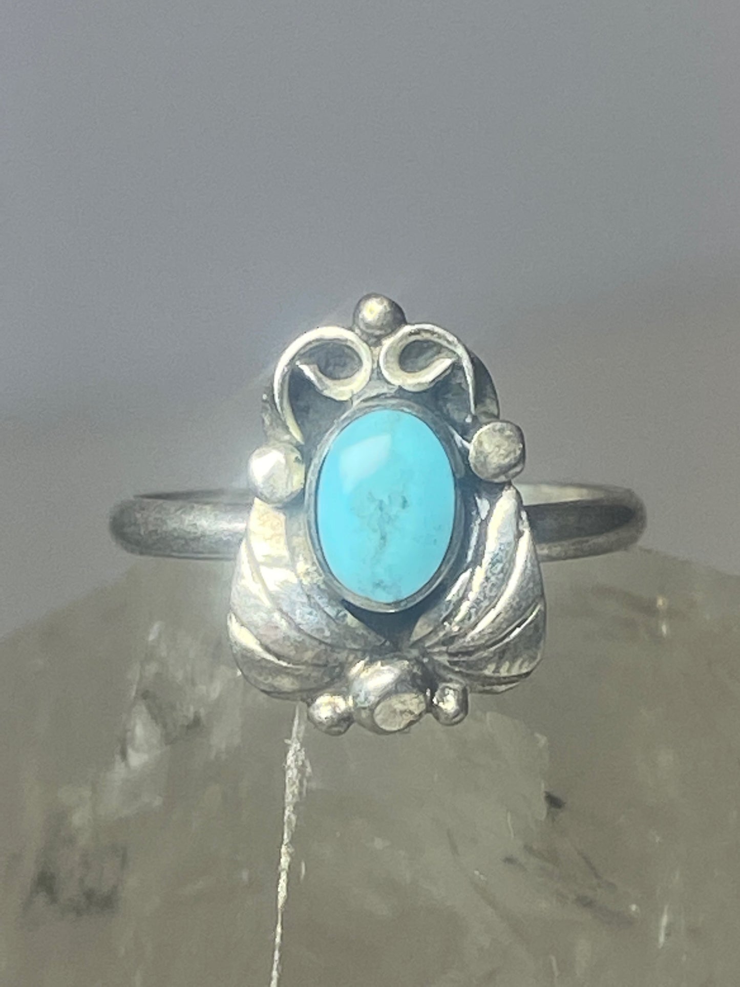 Turquoise ring southwest pinky floral leaves blossom baby children women girls  f