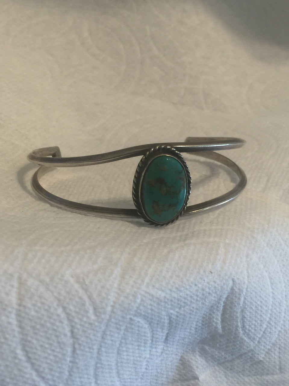 Navajo Turquoise Cuff Bracelet  Vintage Sterling Silver    Weight 12g