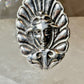 Face ring size 7 art deco inspired sterling silver women