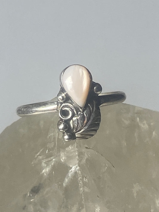Mother of Pearl ring southwest pinky floral leaves blossom baby children women girls  a