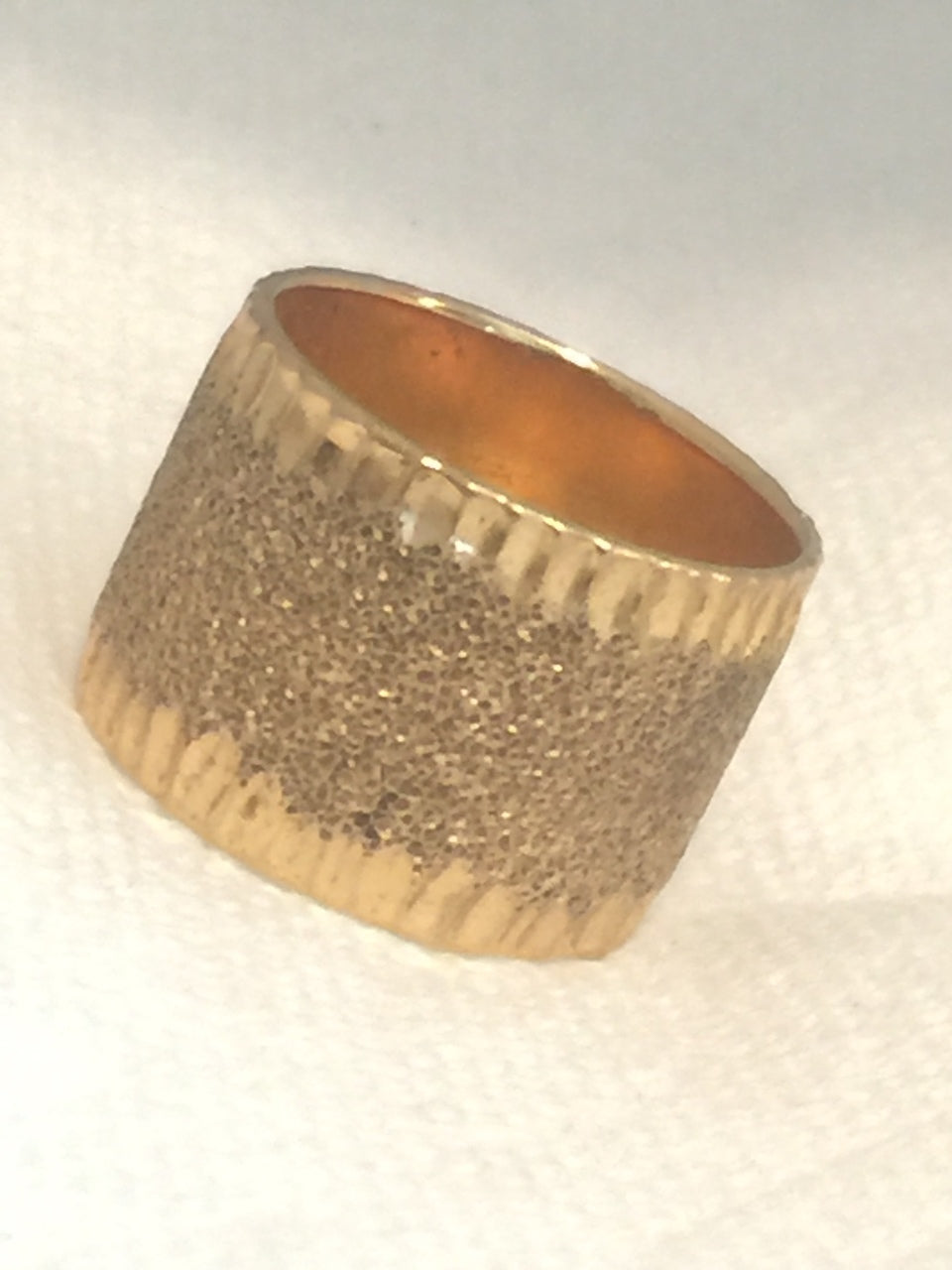 Vintage Sterling Silver Band w Gold Over Signed Milor Italy Size  8.5   10.8g
