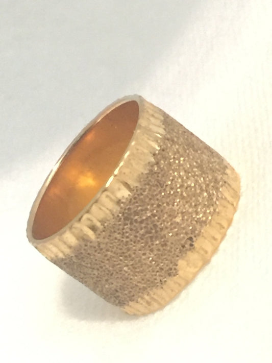 Vintage Sterling Silver Band w Gold Over Signed Milor Italy Size  8.5   10.8g