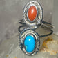snake ring turquoise coral Navajo  sterling silver women