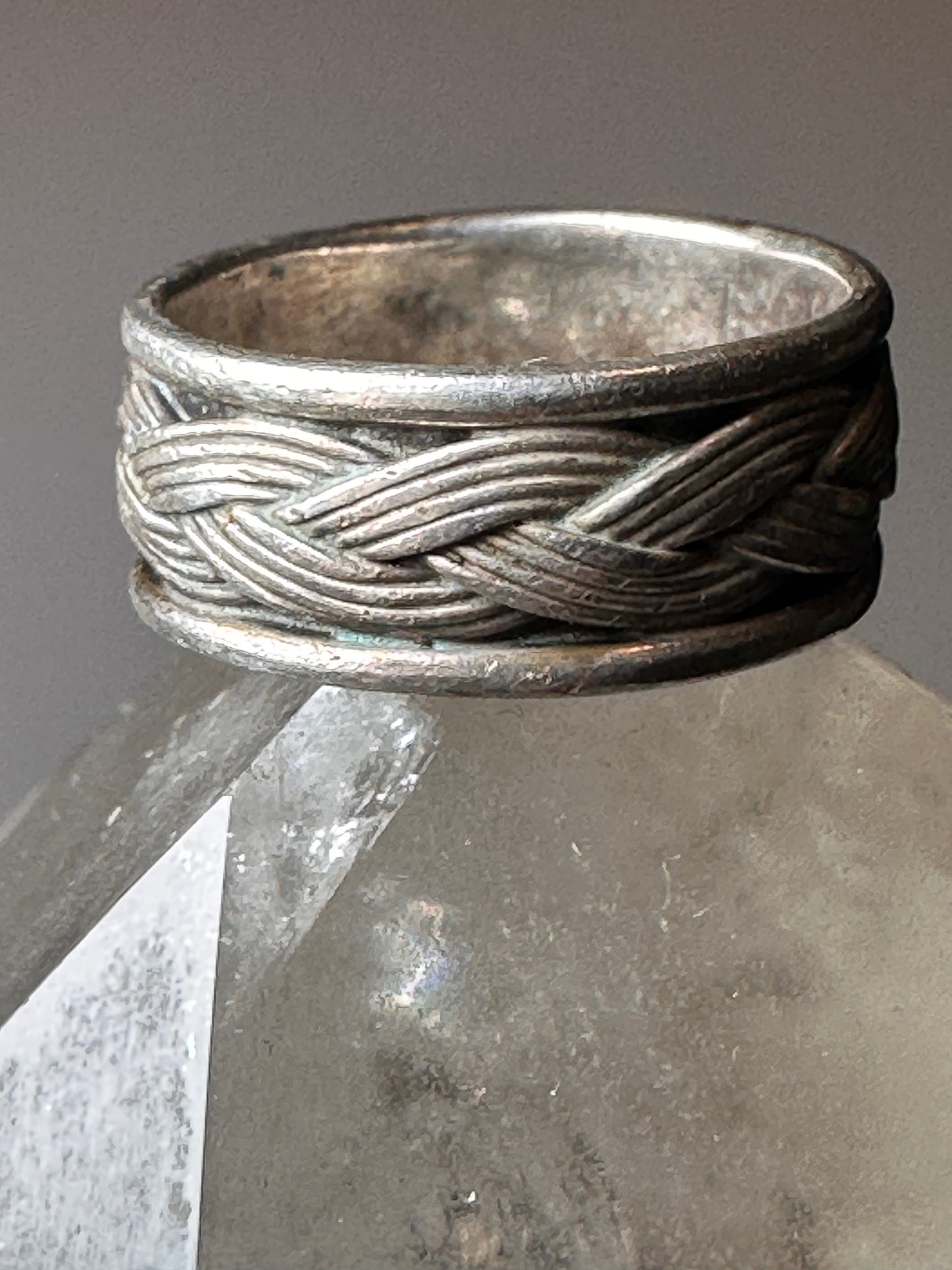 Woven ring size 6 braided braid  band sterling silver women  boys