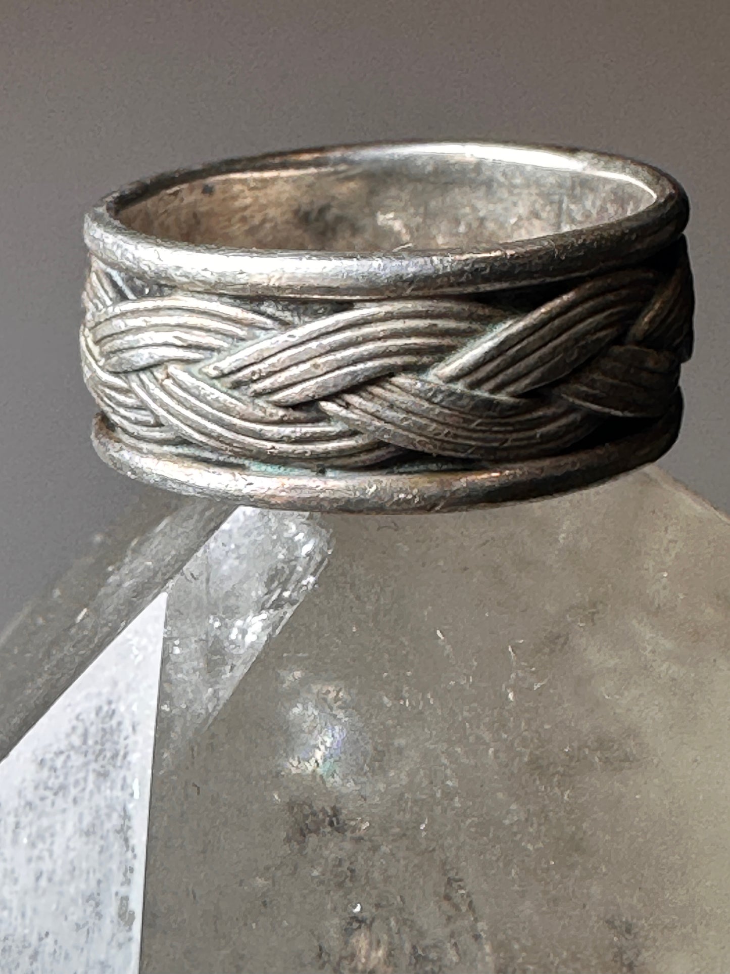 Woven ring size 6 braided braid  band sterling silver women  boys