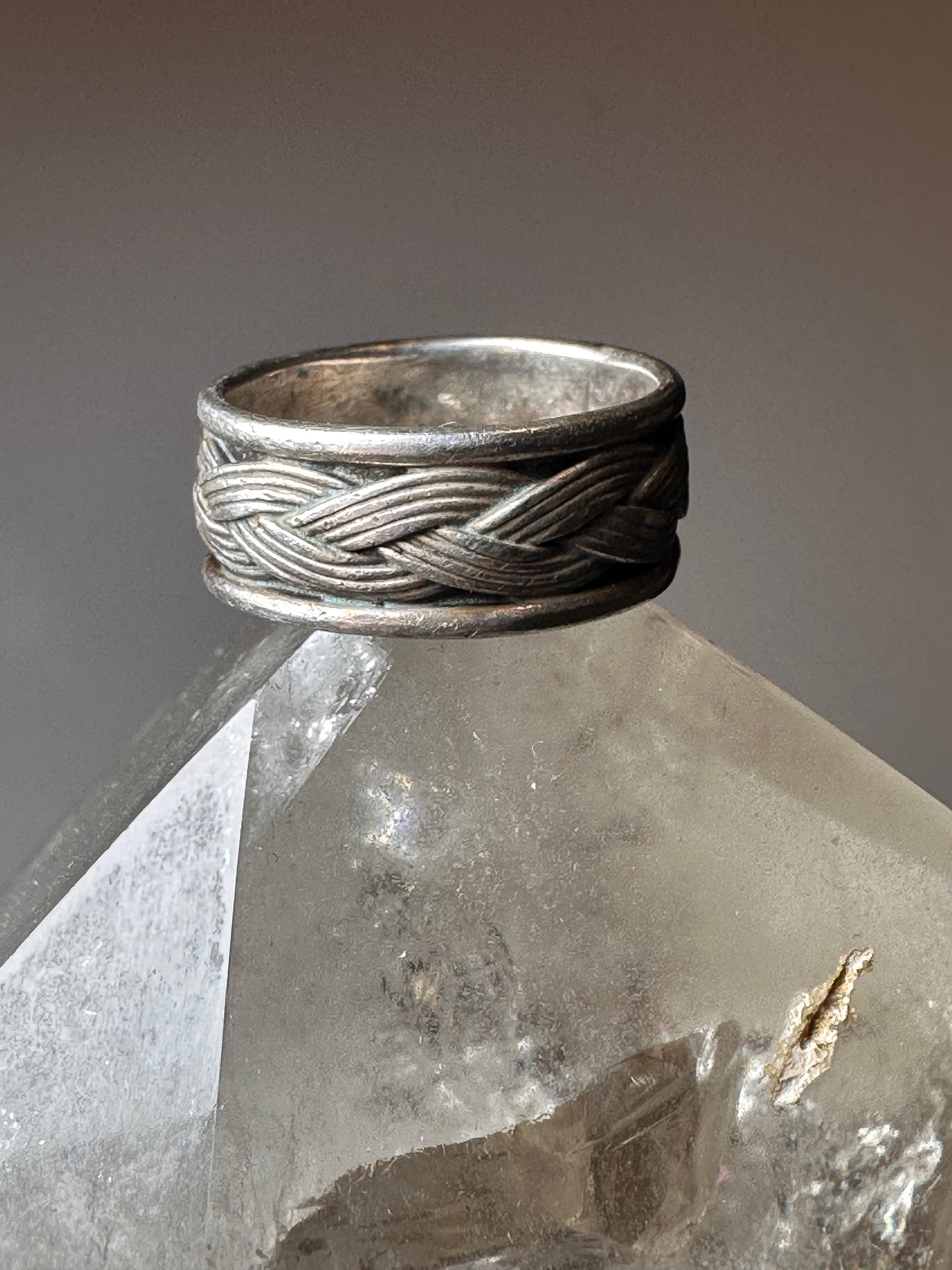 Woven ring size 6 braided braid  band sterling silver women  boys