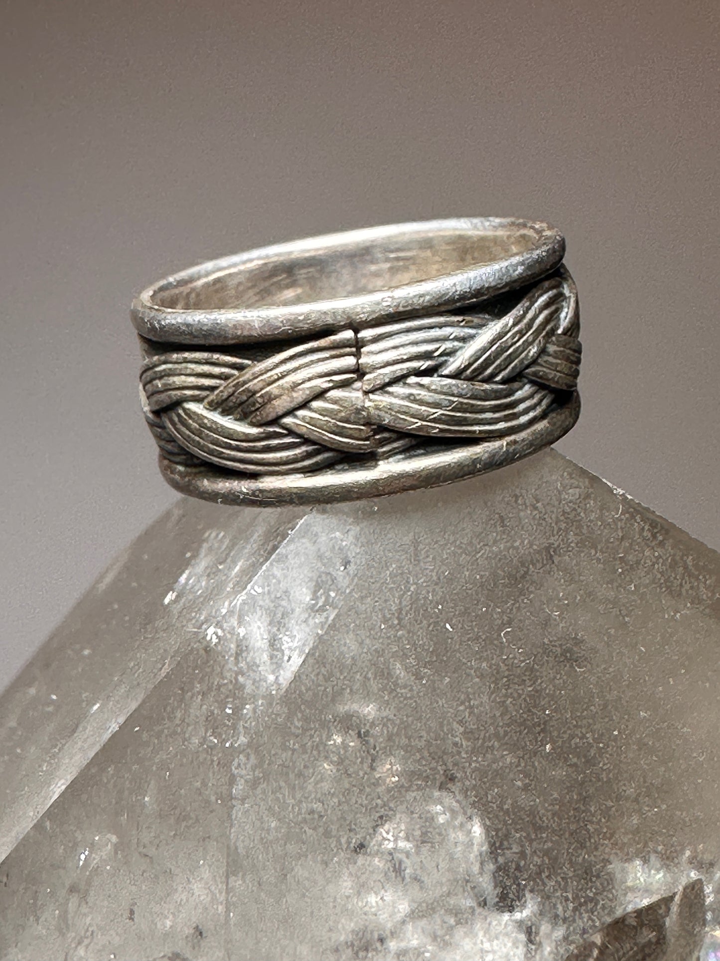 Woven ring size 6 braided braid  band sterling silver women  boys