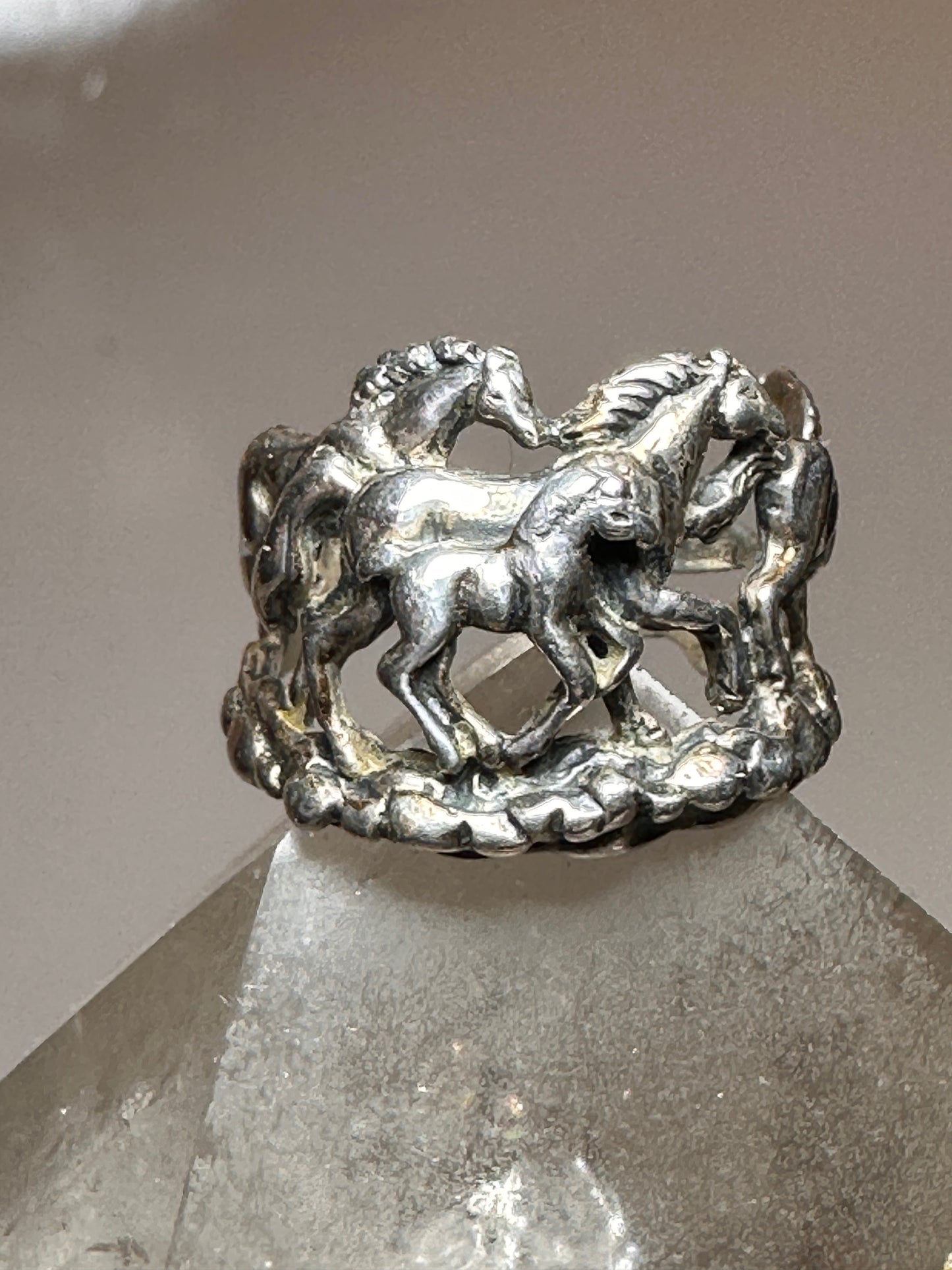 Horses ring size 7 horse  band sterling silver women