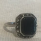 Vintage Sterling Silver Onyx Ring   Size 5   4.1g