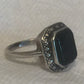 Vintage Sterling Silver Onyx Ring   Size 5   4.1g
