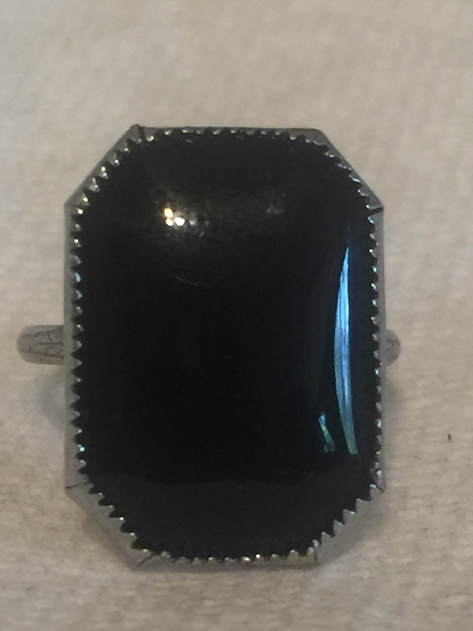 Vintage Sterling Silver Onyx Art Deco  Ring   Size  5.25    2.9g