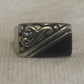 Vintage Sterling Silver Onyx Floral Ring Size  5.75  6.4g