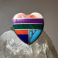 Heart  ring size 7 southwest love Valentine turquoise coral sterling silver women