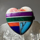 Heart  ring size 7 southwest love Valentine turquoise coral sterling silver women