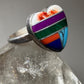 Heart  ring size 7 southwest love Valentine turquoise coral sterling silver women