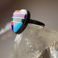 Heart  ring size 7 southwest love Valentine turquoise coral sterling silver women