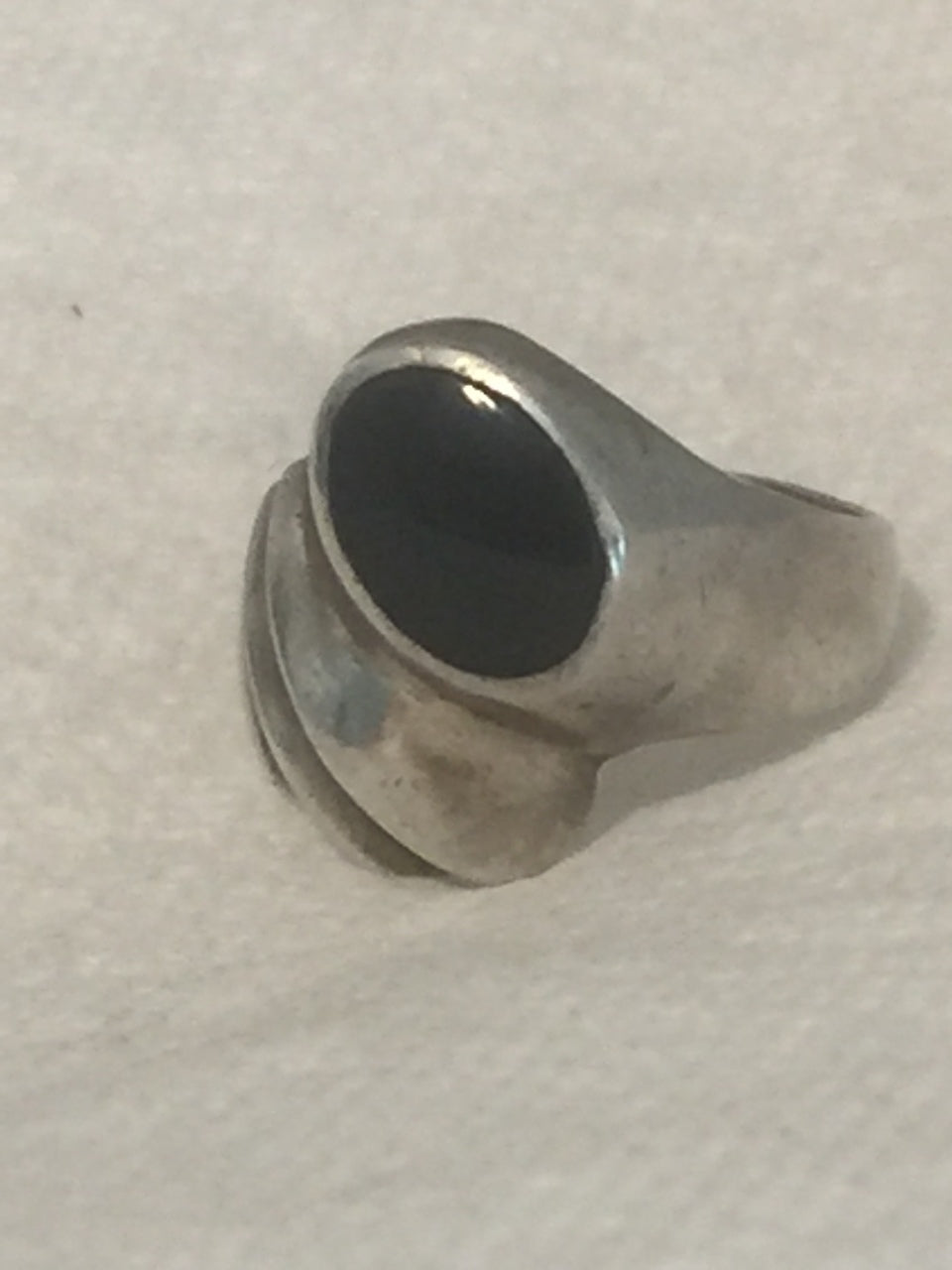 Vintage Sterling Silver Onyx Ring Size 8  9.5g Mexico