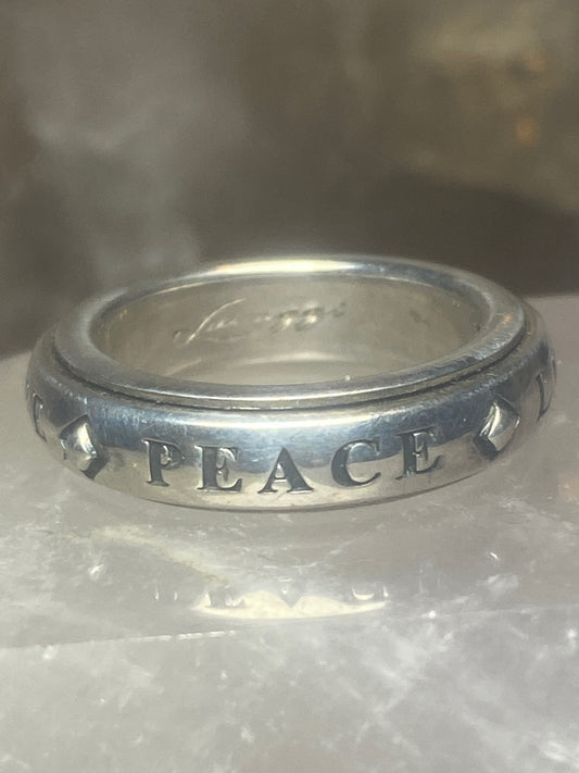 Love Ring Peace Faith Hope spinner wedding band sterling silver women