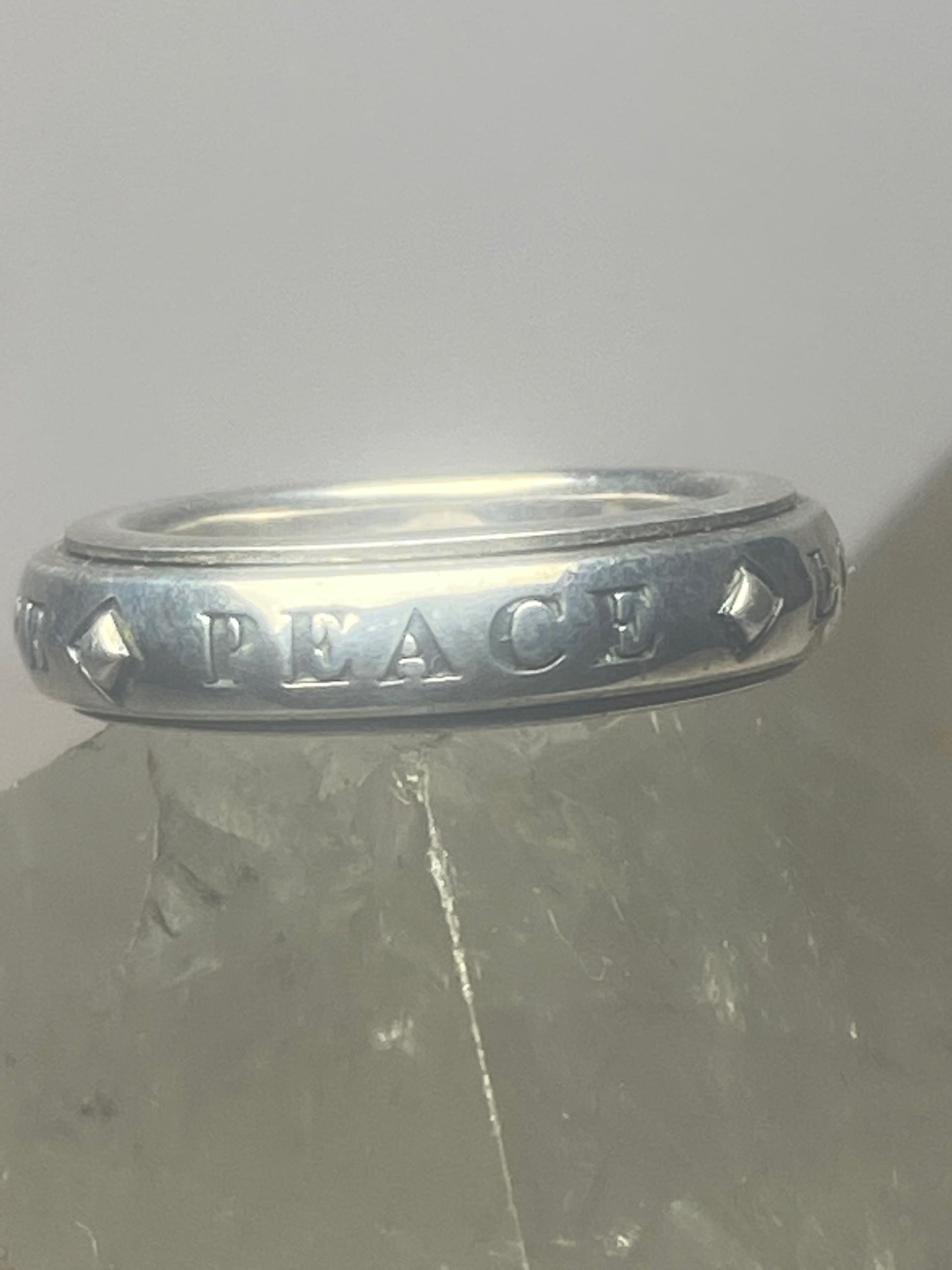 Love Ring Peace Faith Hope spinner wedding band sterling silver women