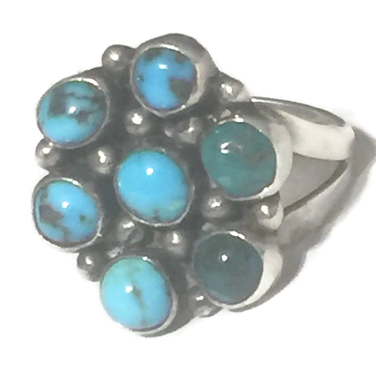 Zuni Ring Petite Point Flower Sterling Size 8