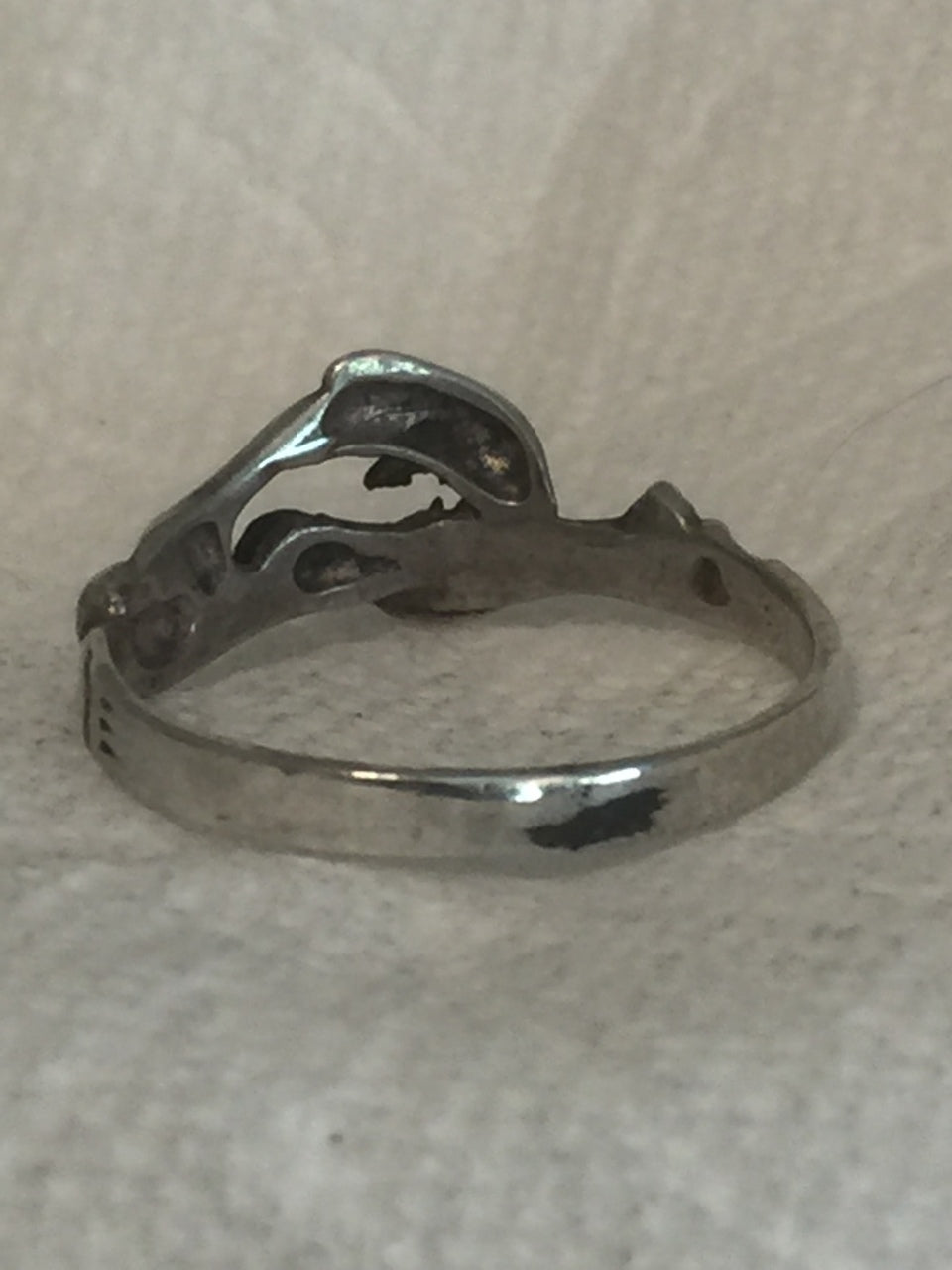 Vintage Sterling Silver Dolphin Ring with Waves  Handmade   Size  9   2g
