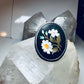 Pietra Dura Floral ring size 7.25 mop sterling silver women