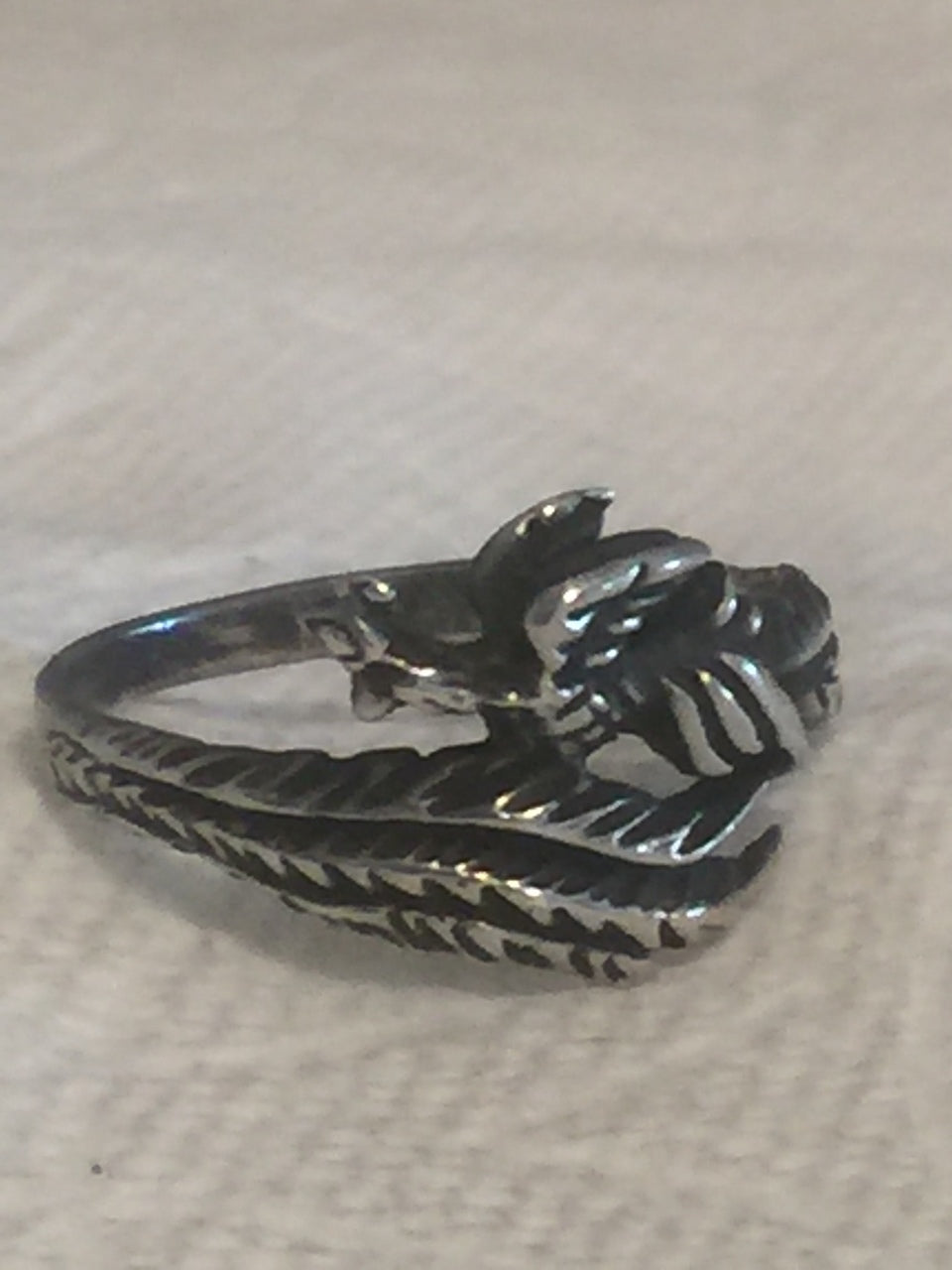 Vintage Sterling Silver Dragon  Ring Fantasy Myth Wings   Size 8.75    2.5g
