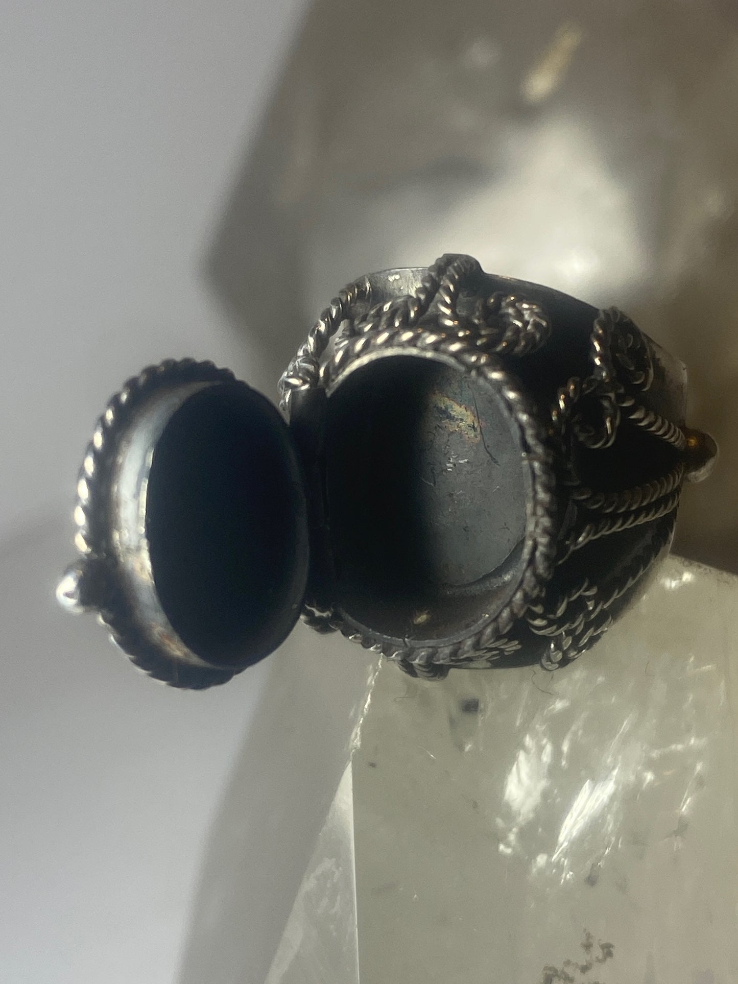 Poison ring agate boho ring Mexico sterling silver women