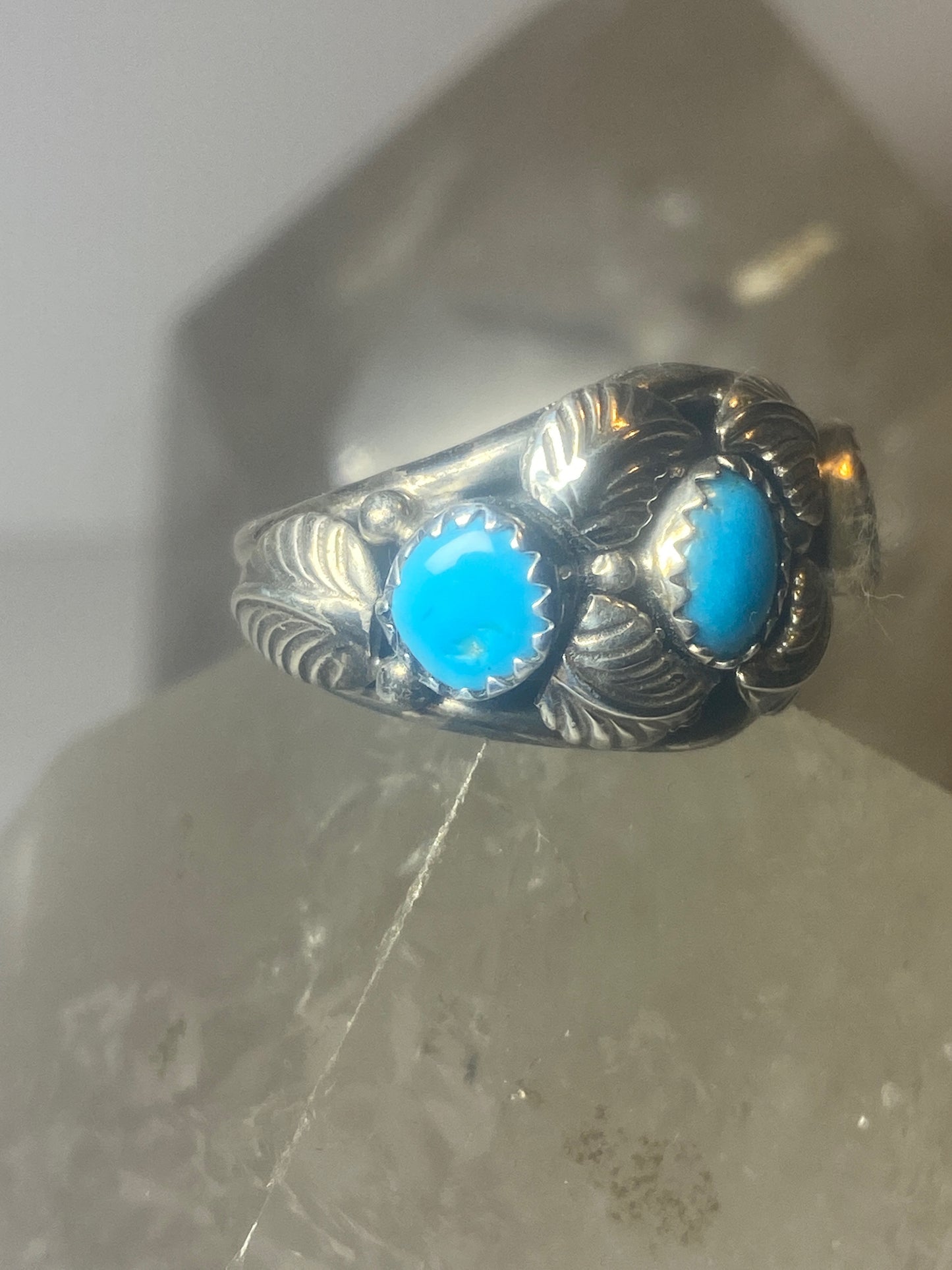 Turquoise ring Navajo band southwest sterling silver women