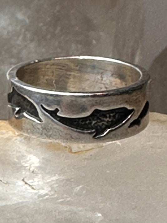 Dolphin ring  dolphins band size 5.50  sterling silver women