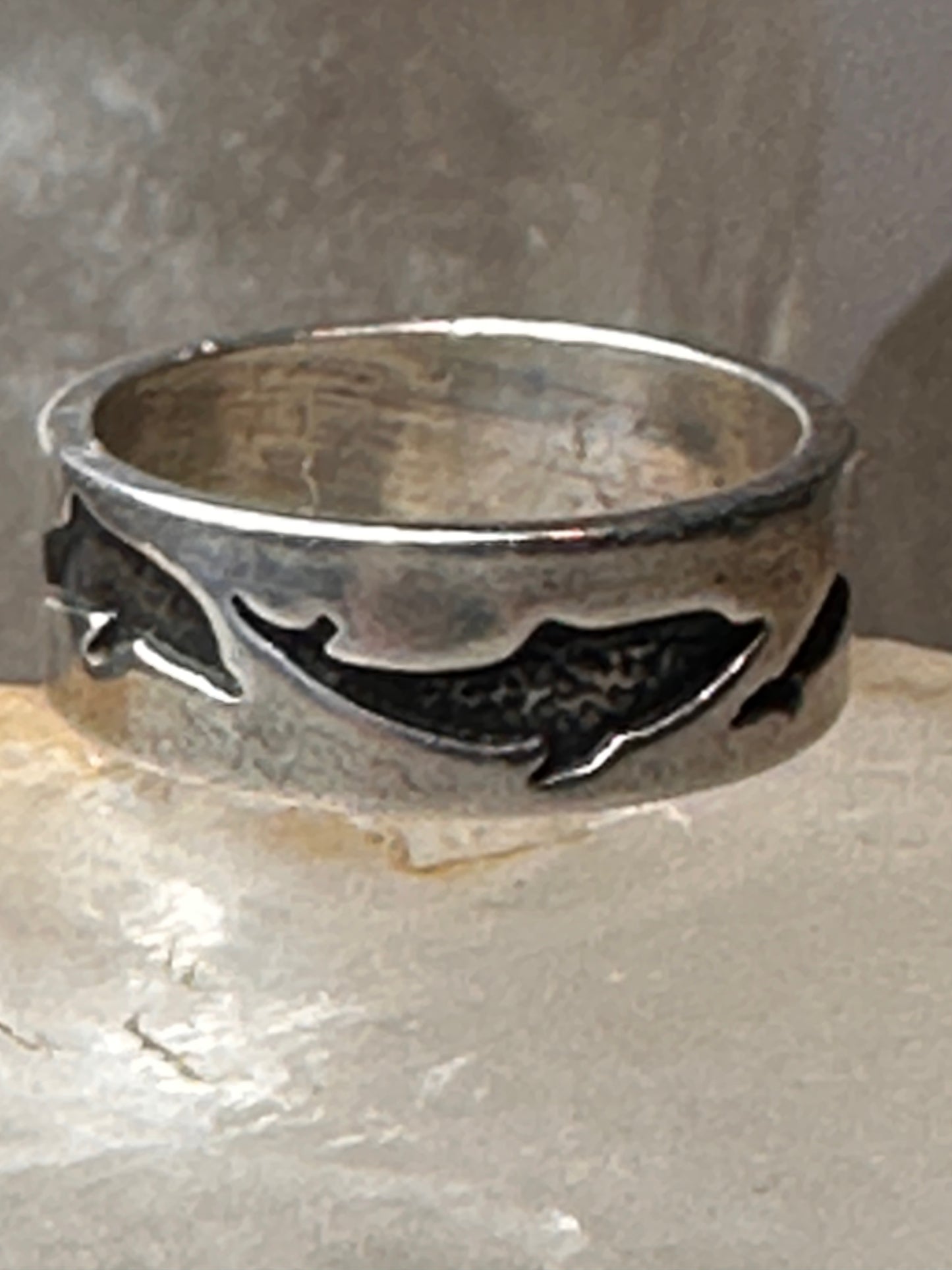 Dolphin ring  dolphins band size 5.50  sterling silver women