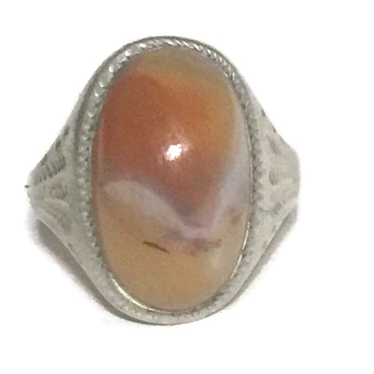 Vintage Agate Ring Sterling Silver Size 5