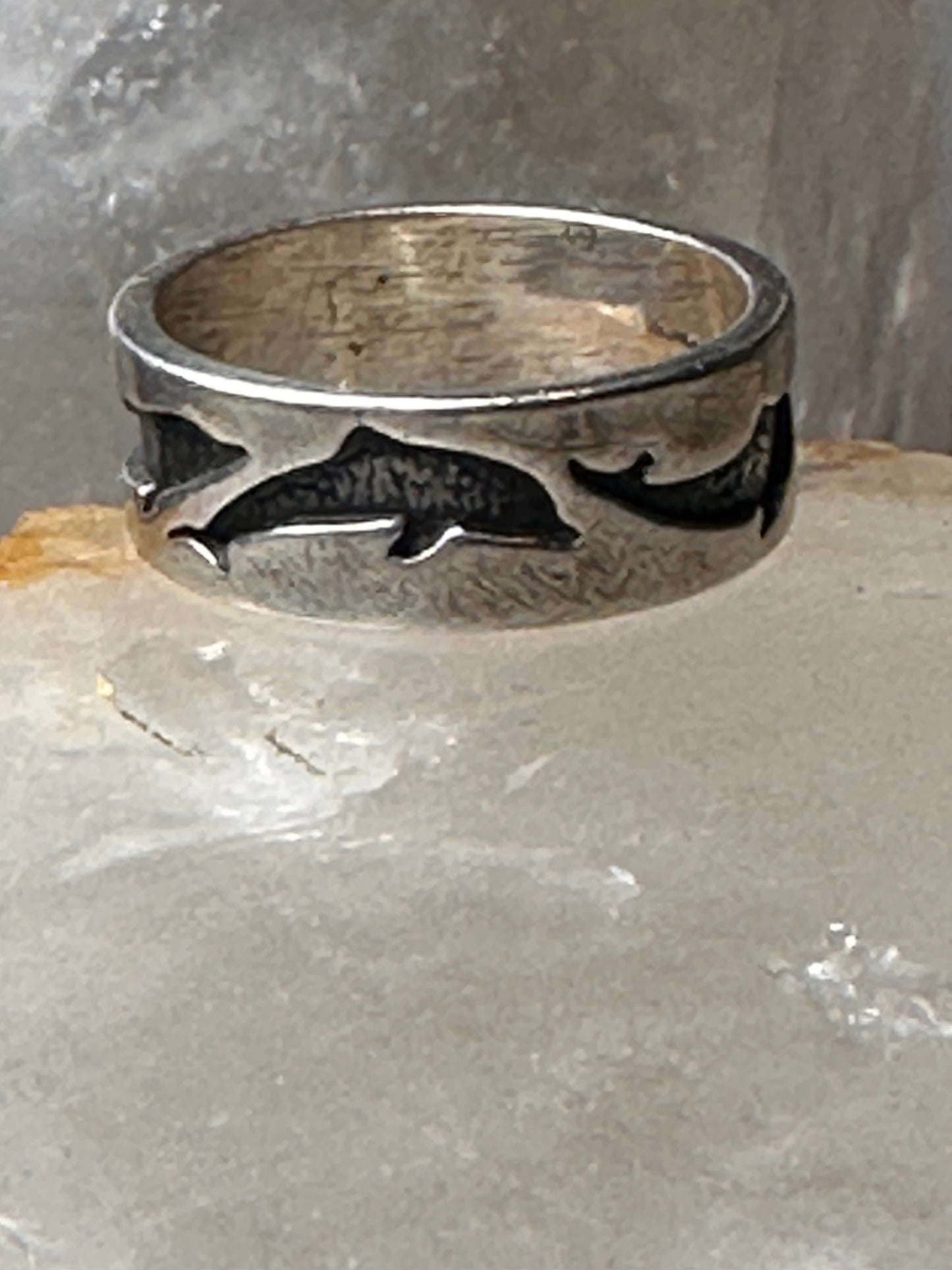 Dolphin ring  dolphins band size 5.50  sterling silver women