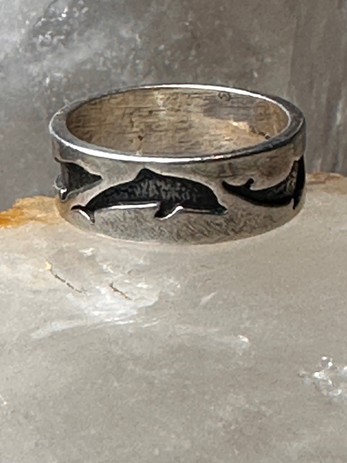 Dolphin ring  dolphins band size 5.50  sterling silver women