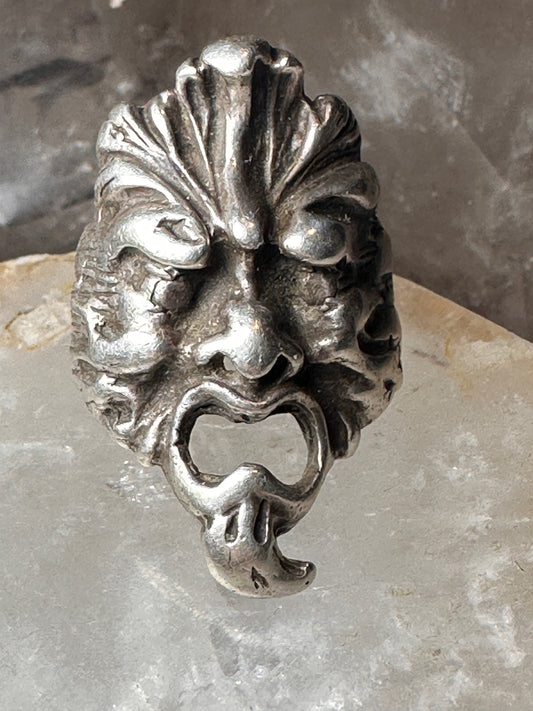 Gargoyle ring size 9 north wind face band sterling silver women men