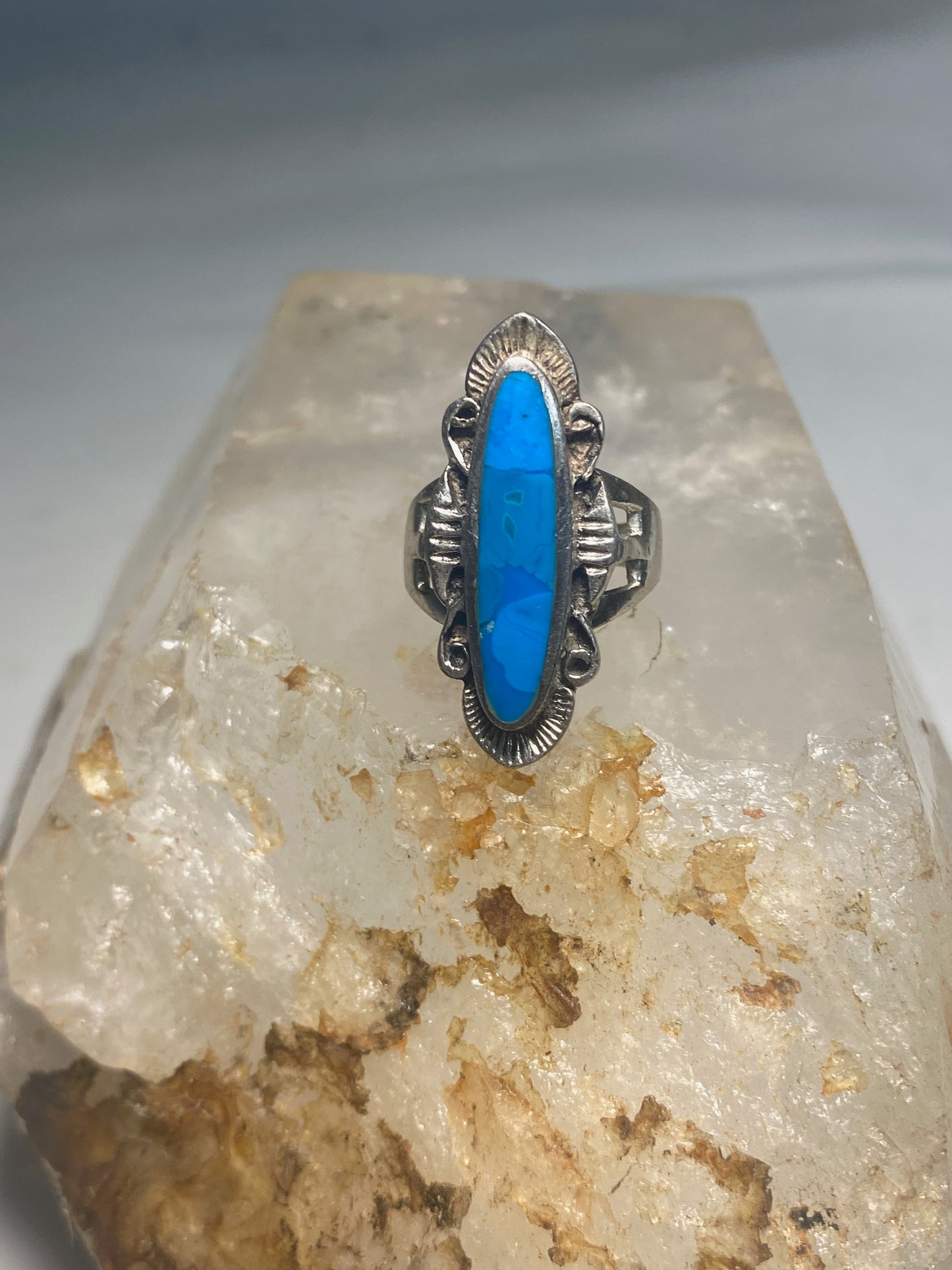 Turquoise ring southwest sterling silver women girls