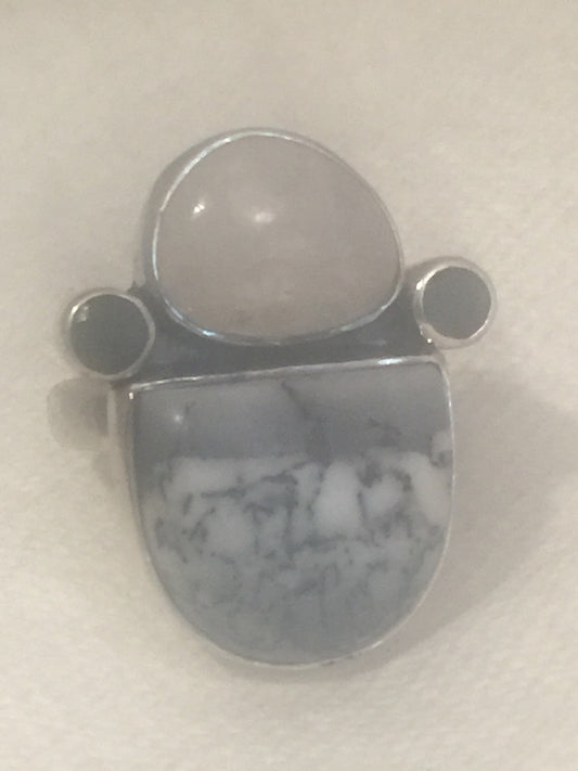 Vintage Sterling Silver Aryo Ring Agate Moonstone Ring  Size  8.5    10.5g