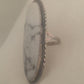 Navajo  Sterling Silver Native American Vintage White Stone Ring 5.75 14g  Signed H