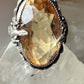 Art Deco ring lizard size 4 yellow glass sterling silver women