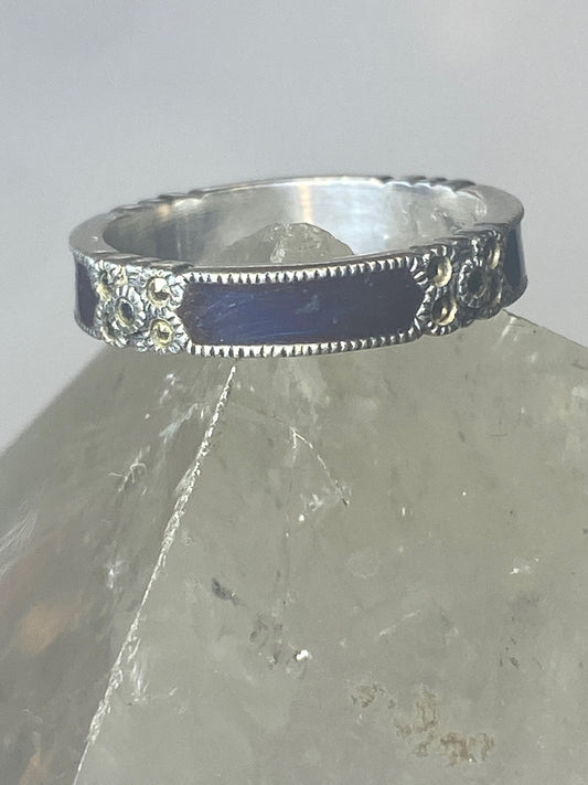 Judith Jack ring size 6.75 stacker deep blue band marcasites  sterling silver