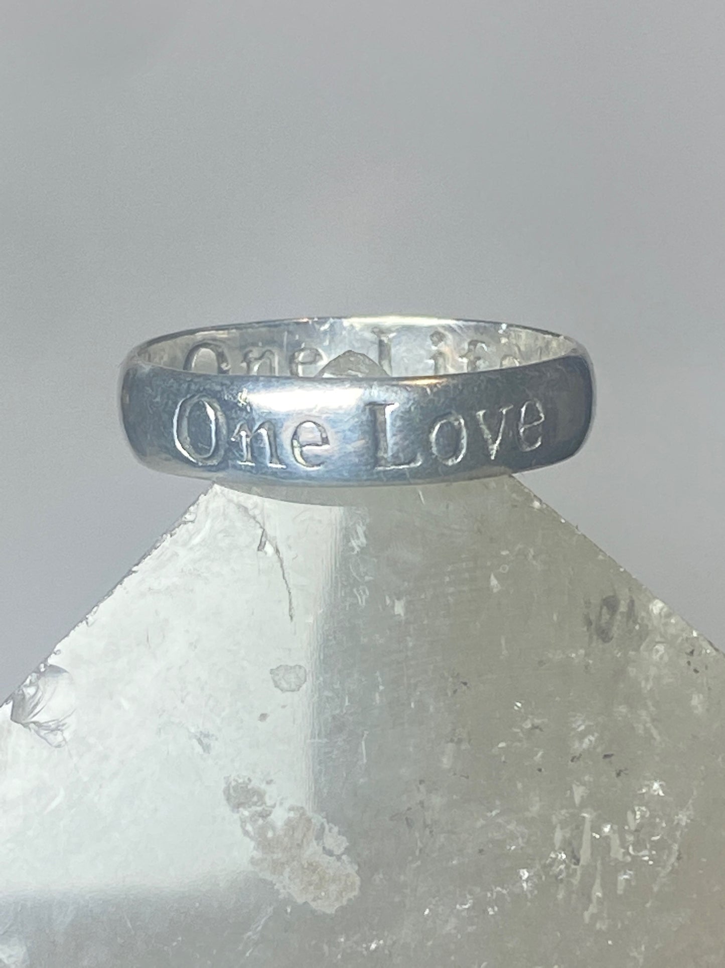 One Love One Life ring size 9.25 band words  sterling silver