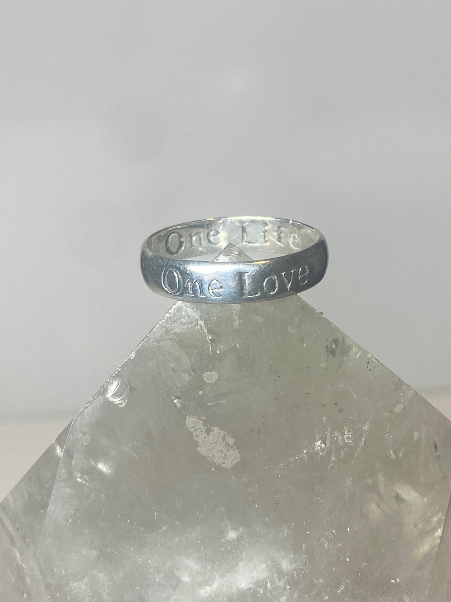 One Love One Life ring size 9.25 band words  sterling silver