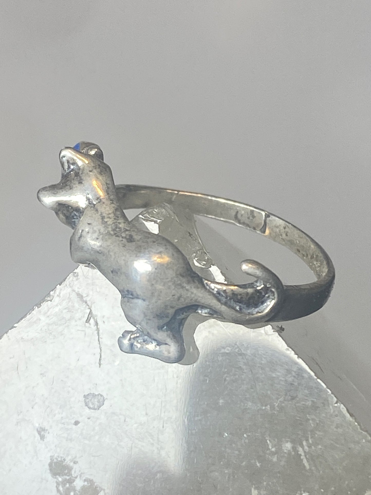 Cat ring ball band size 7.25 band kitten sterling silver