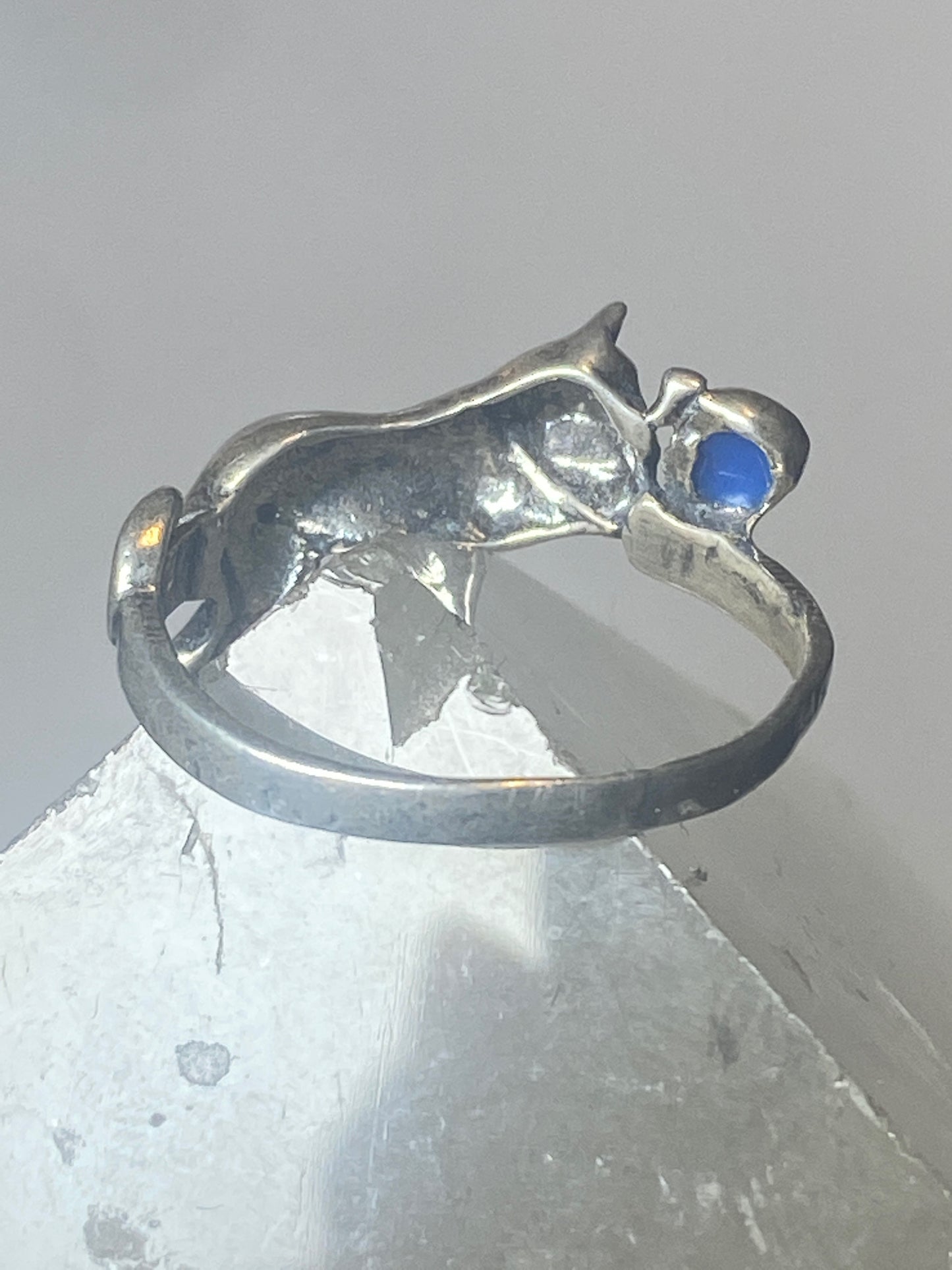 Cat ring ball band size 7.25 band kitten sterling silver