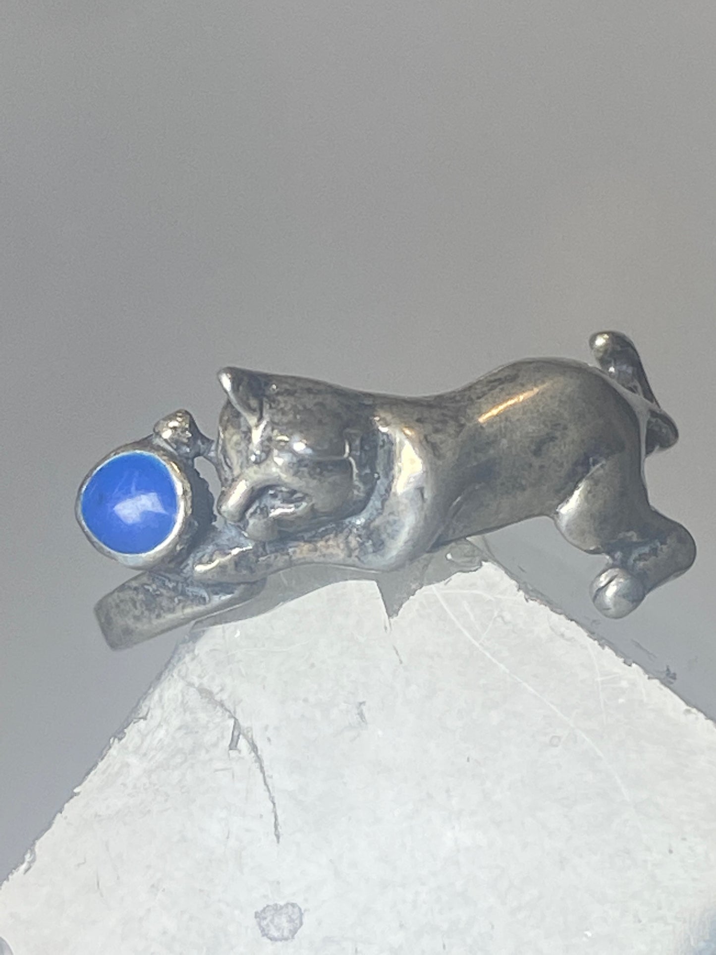 Cat ring ball band size 7.25 band kitten sterling silver