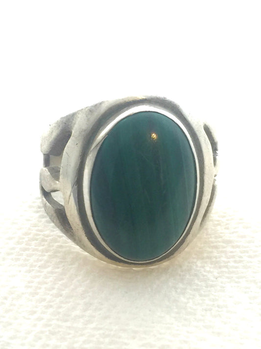 Vintage Sterling Silver  Southwest Malachite Ring   Men  Size 10  12.8g