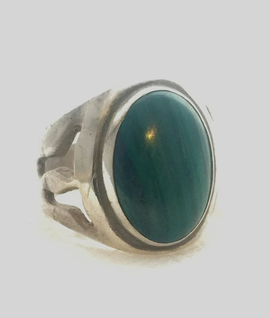 Vintage Sterling Silver  Southwest Malachite Ring   Men  Size 10  12.8g