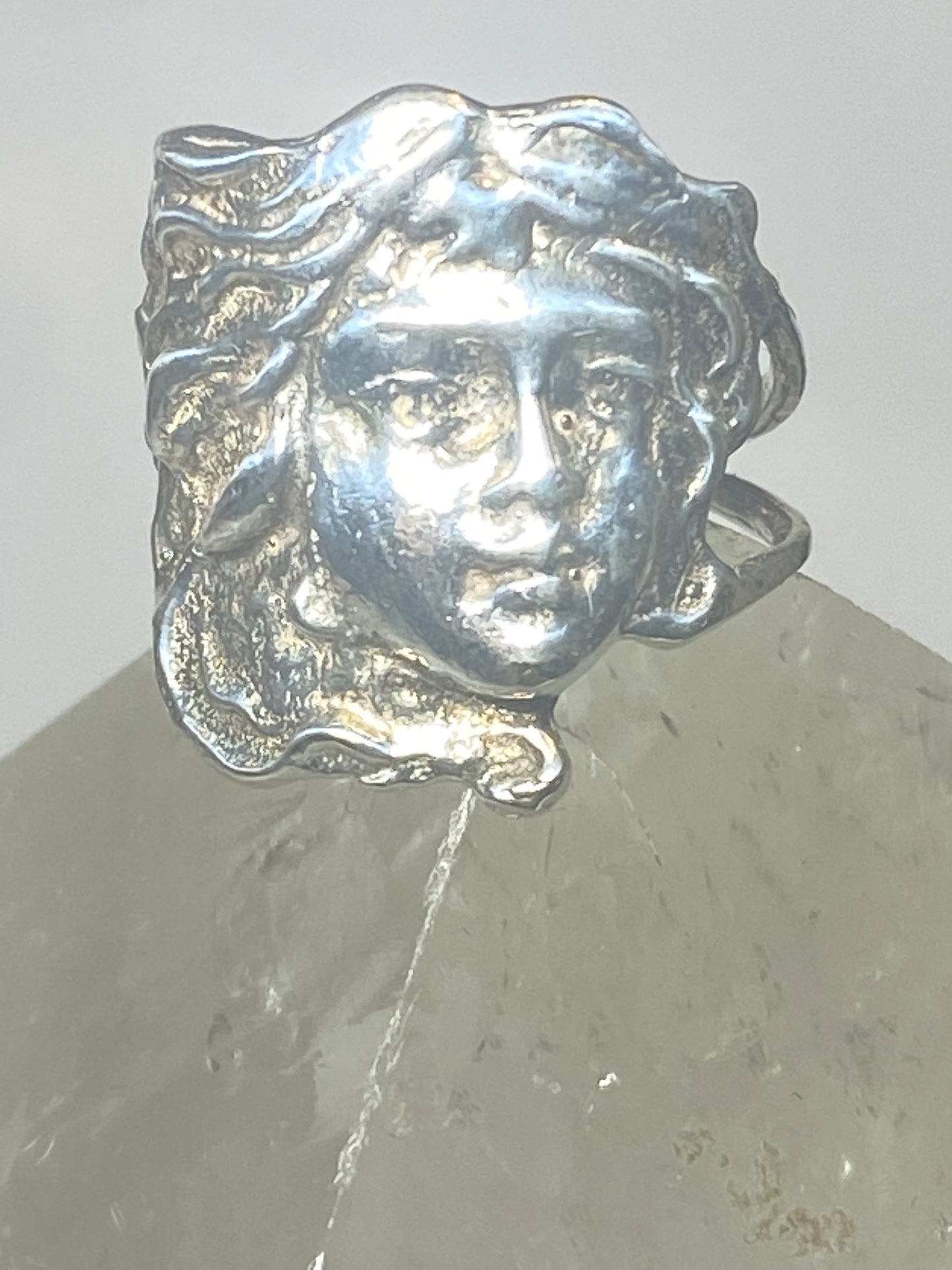 Face ring  Art Nouveau size 7  band sterling silver