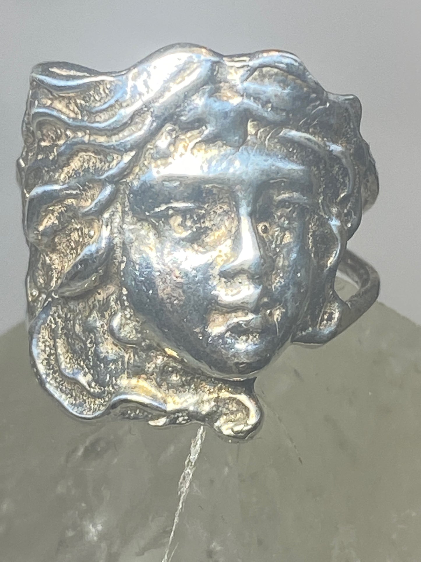 Face ring  Art Nouveau size 7  band sterling silver