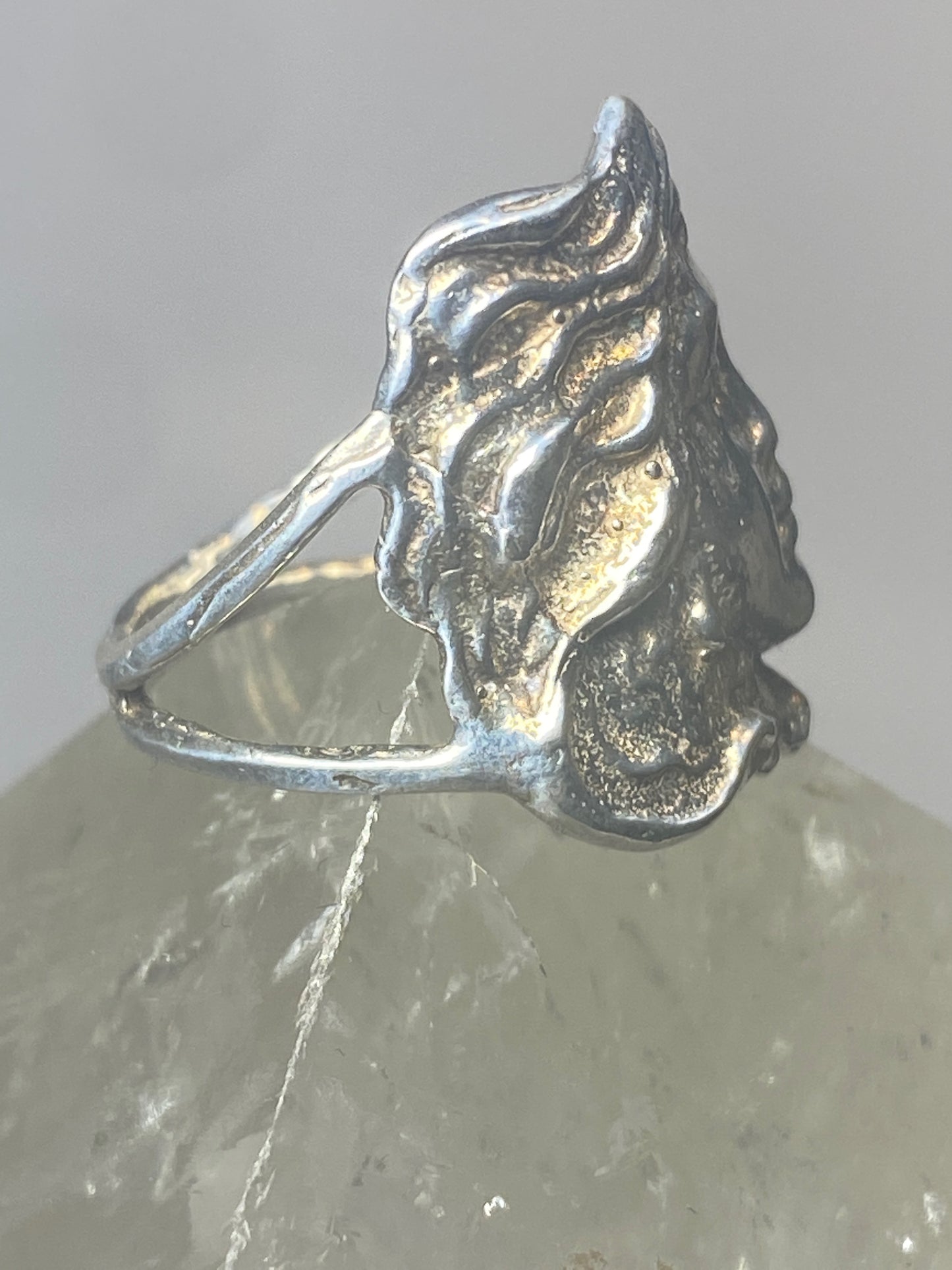 Face ring  Art Nouveau size 7  band sterling silver